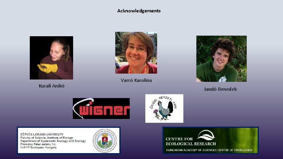 Acknowledgements Kurali Anikó Varró Karolina Jandó Benedek 