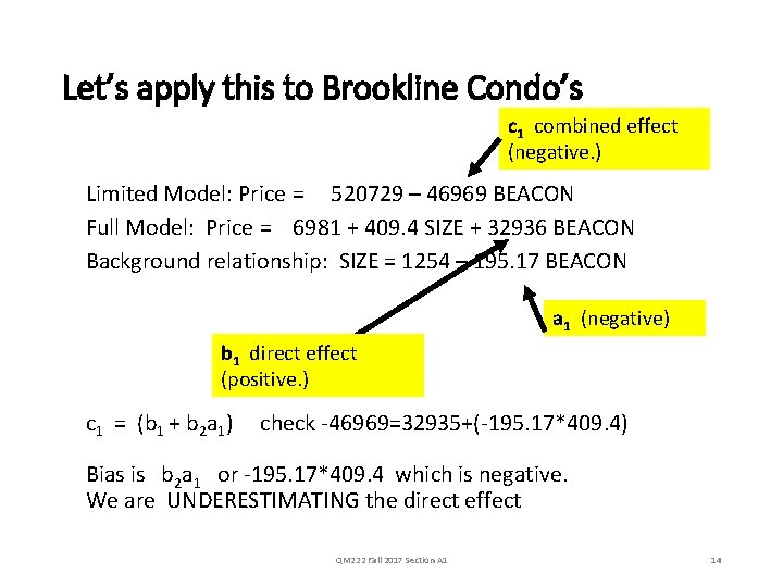 Let’s apply this to Brookline Condo’s c 1 combined effect (negative. ) Limited Model: