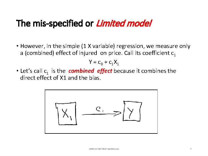 The mis specified or Limited model • However, in the simple (1 X variable)