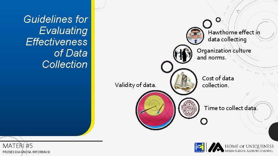 Guidelines for Evaluating Effectiveness of Data Collection Hawthorne effect in data collecting Organization culture