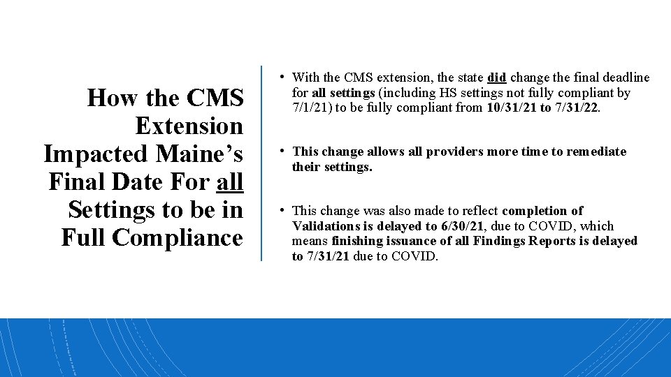 How the CMS Extension Impacted Maine’s Final Date For all Settings to be in