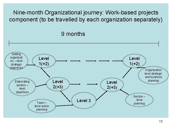 Nine-month Organizational journey: Work-based projects component (to be travelled by each organization separately) 9