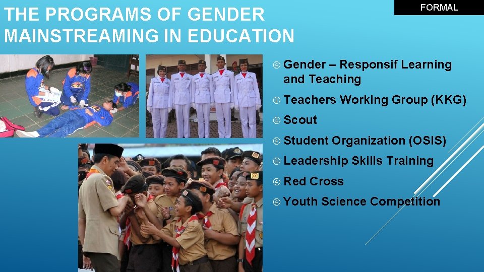 FORMAL THE PROGRAMS OF GENDER MAINSTREAMING IN EDUCATION Gender – Responsif Learning and Teaching
