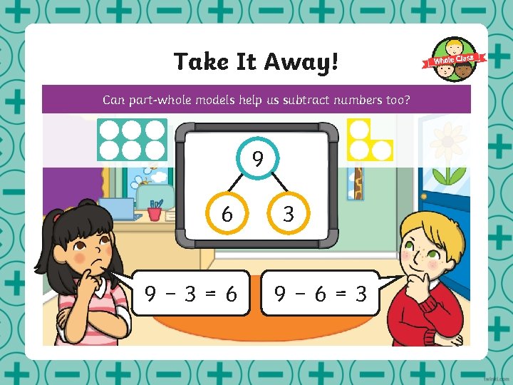 Take It Away! Can part-whole models help us subtract numbers too? 9 6 9−