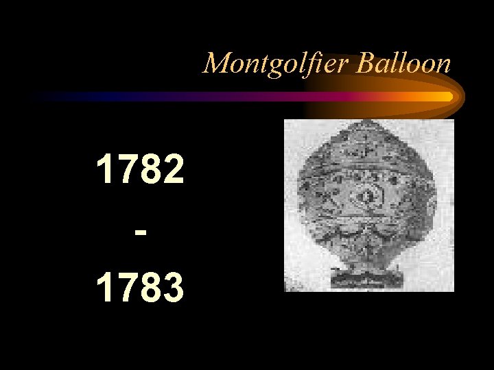 Montgolfier Balloon 1782 1783 