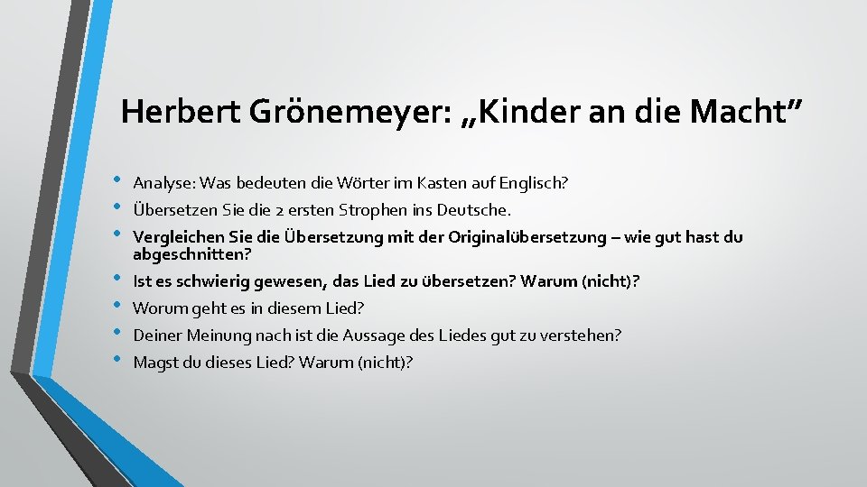 Herbert Grönemeyer: „Kinder an die Macht” • • Analyse: Was bedeuten die Wörter im