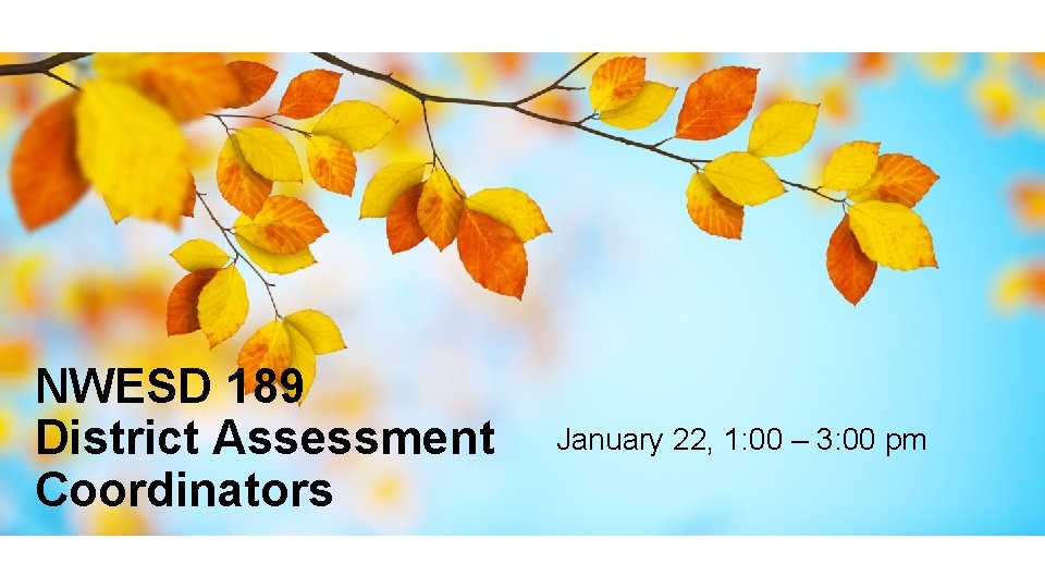 NWESD 189 District Assessment Coordinators January 22, 1: 00 – 3: 00 pm 