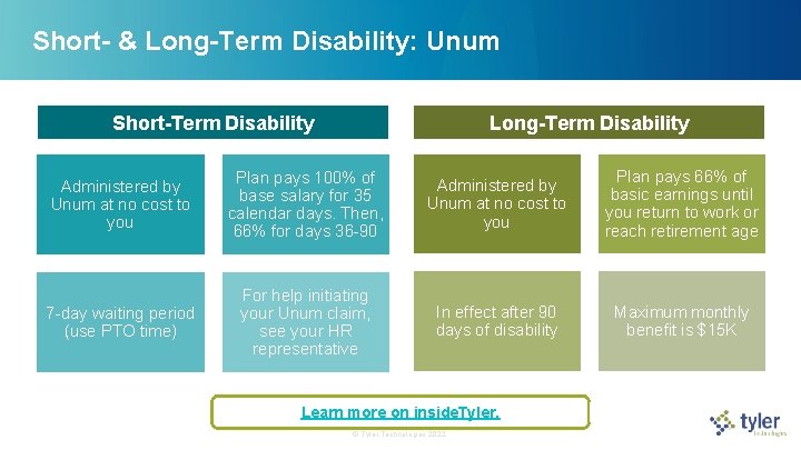 Short- & Long-Term Disability: Unum Long-Term Disability Short-Term Disability Administered by Unum at no Short- & Long-Term Disability: Unum Long-Term Disability Short-Term Disability Administered by Unum at no