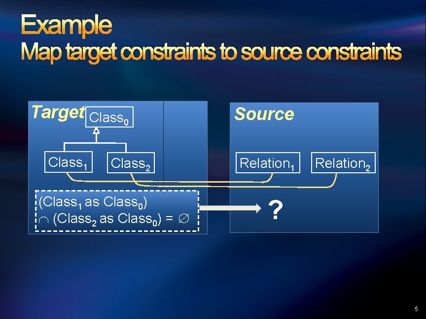 Example Map target constraints to source constraints Target Class 0 Class 1 Class 2