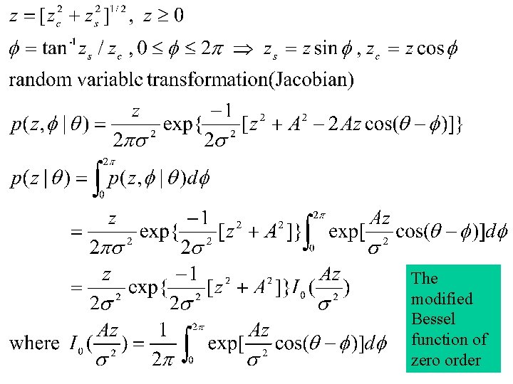 The modified Bessel function of zero order 