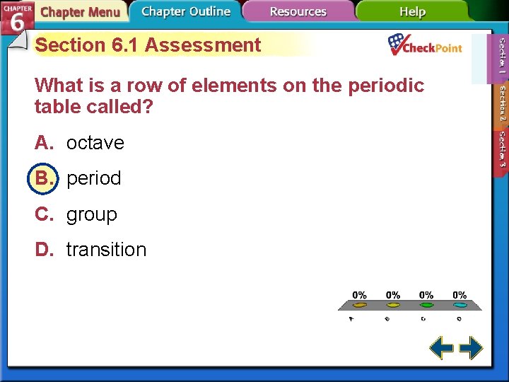 Section 6. 1 Assessment What is a row of elements on the periodic table