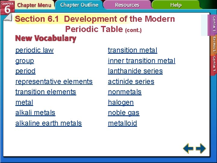 Section 6. 1 Development of the Modern Periodic Table (cont. ) periodic law group