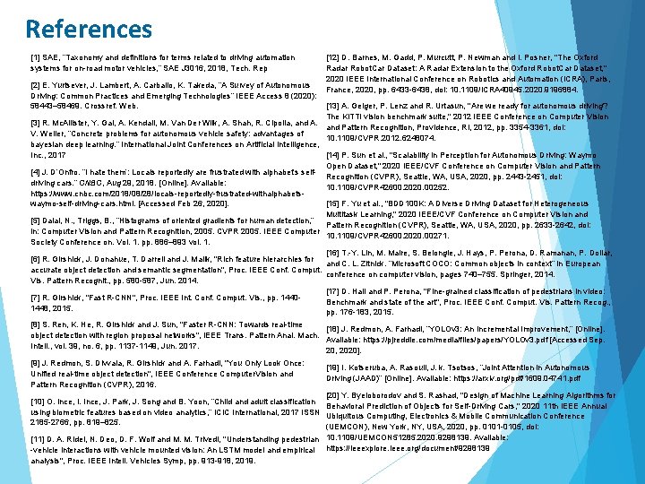 References [1] SAE, “Taxonomy and definitions for terms related to driving automation systems for