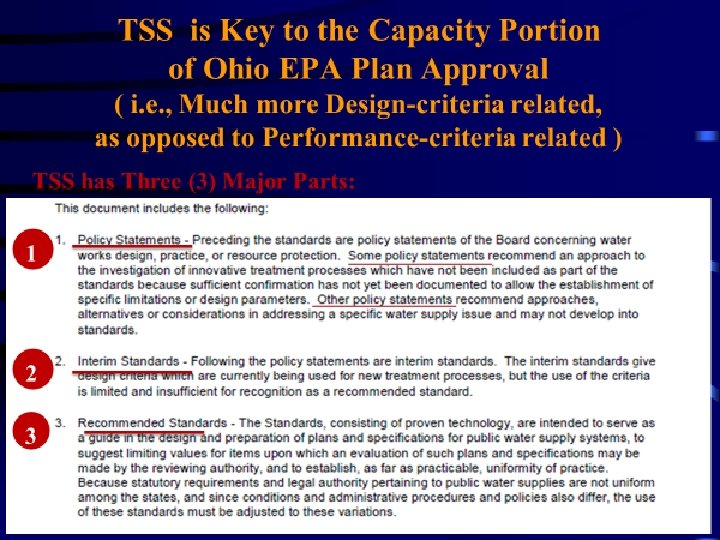 TSS is Key to the Capacity Portion of Ohio EPA Plan Approval ( i.