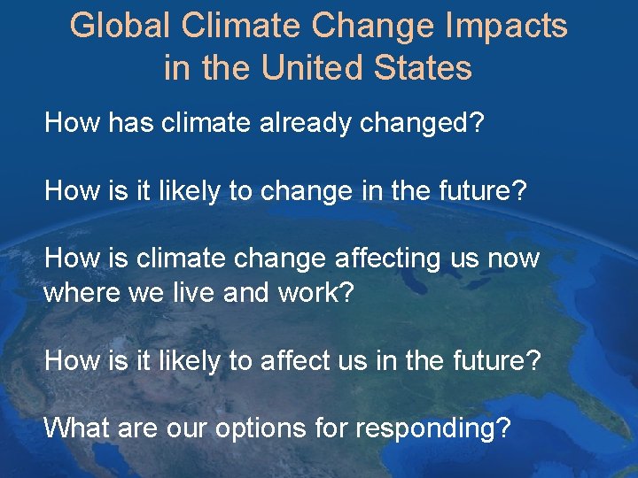 Global Climate Change Impacts in the United States