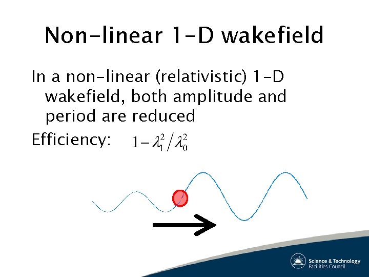 Non-linear 1 -D wakefield In a non-linear (relativistic) 1 -D wakefield, both amplitude and