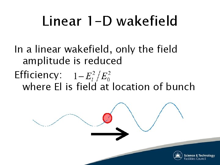 Linear 1 -D wakefield In a linear wakefield, only the field amplitude is reduced