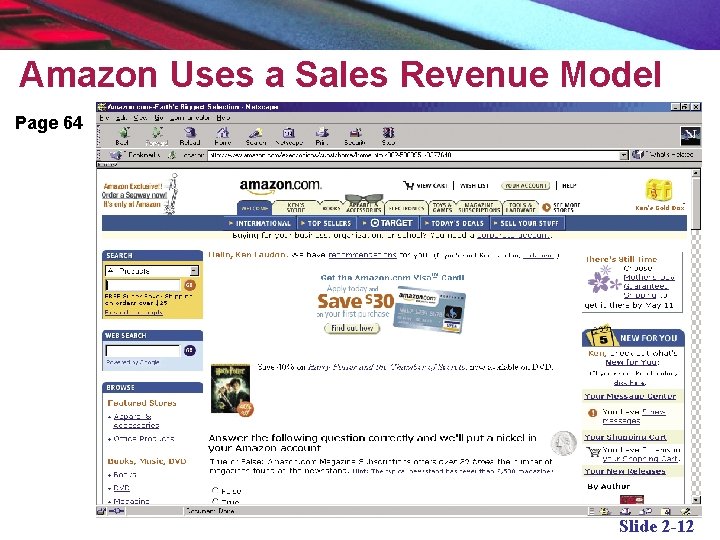 Amazon Uses a Sales Revenue Model Page 64 Slide 2 -12 