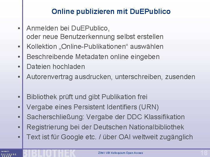 Online publizieren mit Du. EPublico • Anmelden bei Du. EPublico, oder neue Benutzerkennung selbst