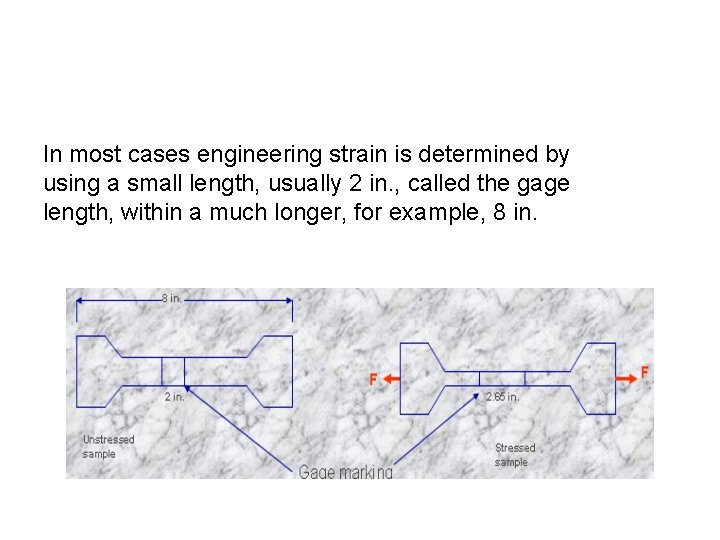 In most cases engineering strain is determined by using a small length, usually 2
