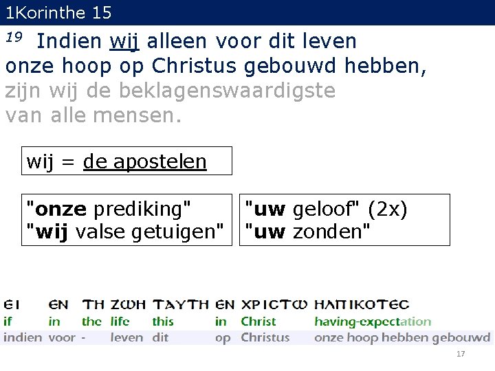 1 Korinthe 15 Indien wij alleen voor dit leven onze hoop op Christus gebouwd