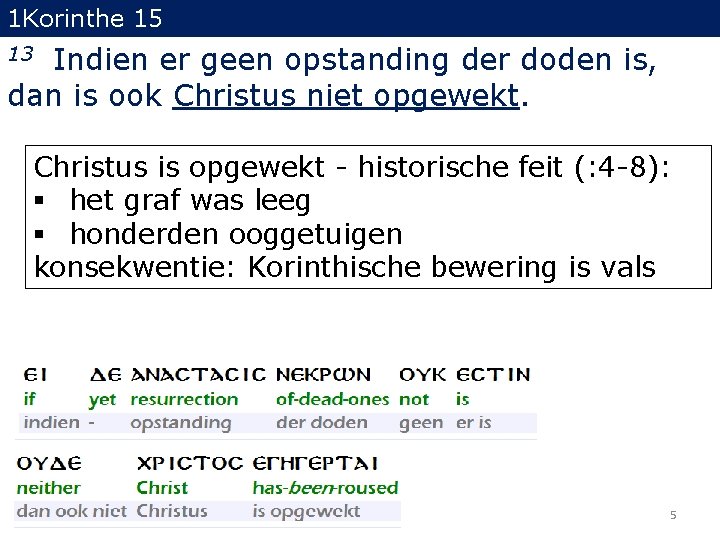 1 Korinthe 15 Indien er geen opstanding der doden is, dan is ook Christus