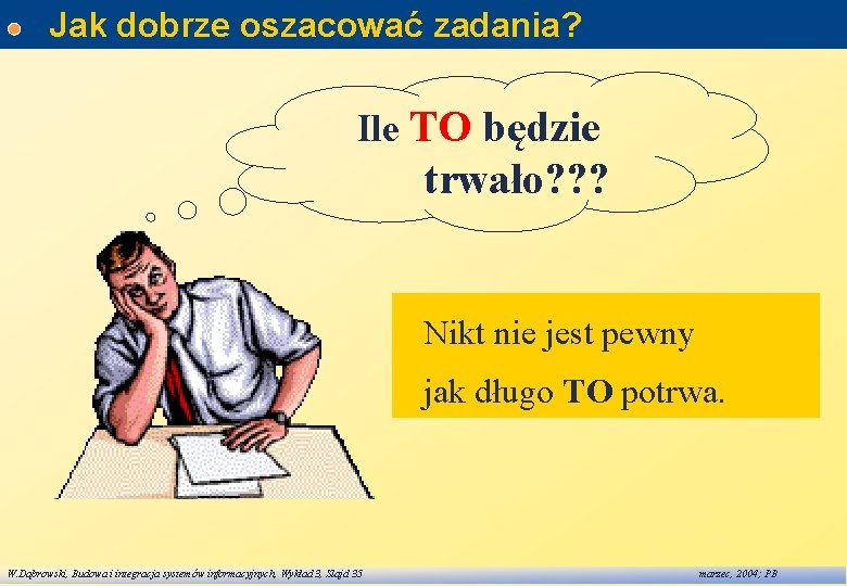 Jak dobrze oszacować zadania? Ile TO będzie trwało? ? ? Nikt nie jest pewny