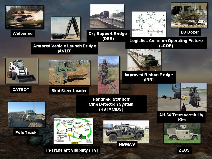 Wolverine Dry Support Bridge (DSB) Armored Vehicle Launch Bridge (AVLB) D 9 Dozer Logistics