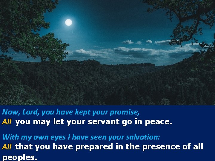 Now, Lord, you have kept your promise, All you may let your servant go