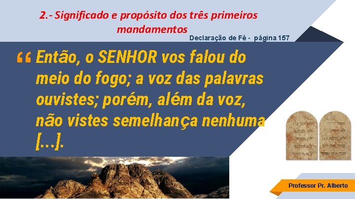 2. - Significado e propósito dos três primeiros mandamentos Declaração de Fé - página