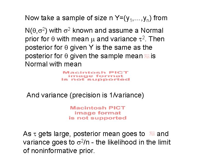 Now take a sample of size n Y=(y 1, …, yn) from N( ,