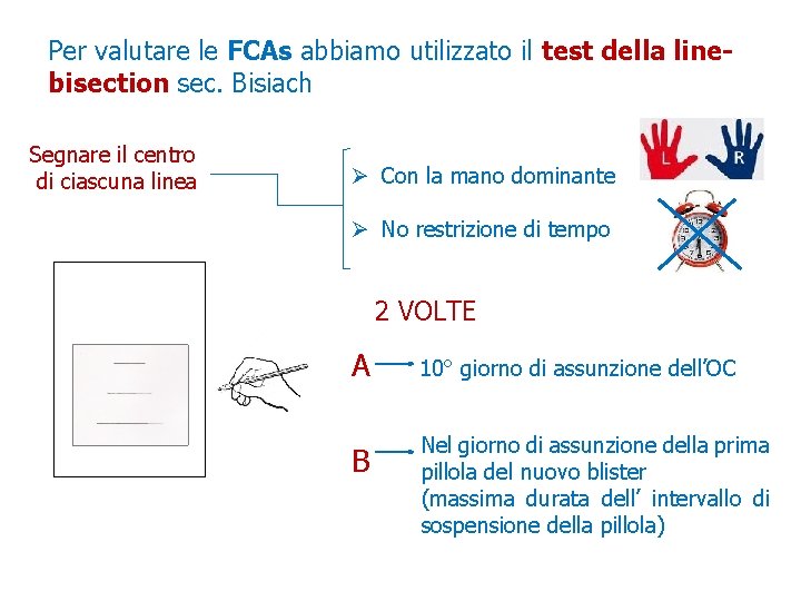 Per valutare le FCAs abbiamo utilizzato il test della linebisection sec. Bisiach Segnare il