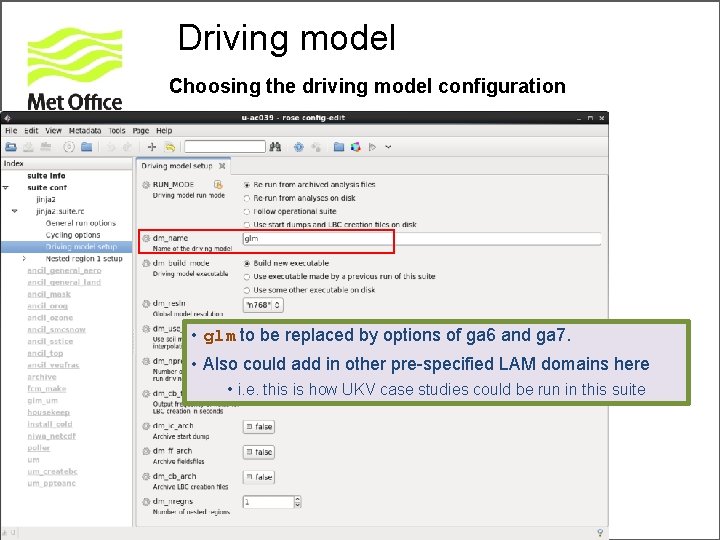 Driving model Choosing the driving model configuration • glm to be replaced by options