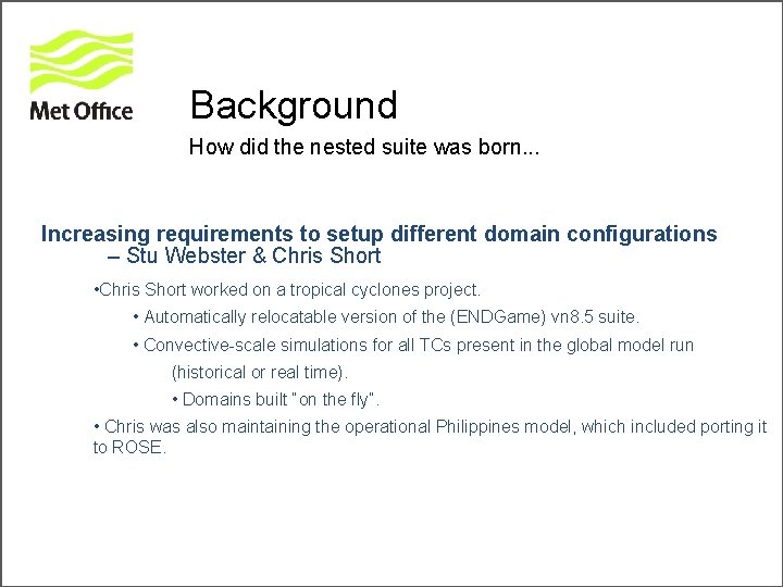 Background How did the nested suite was born. . . Increasing requirements to setup