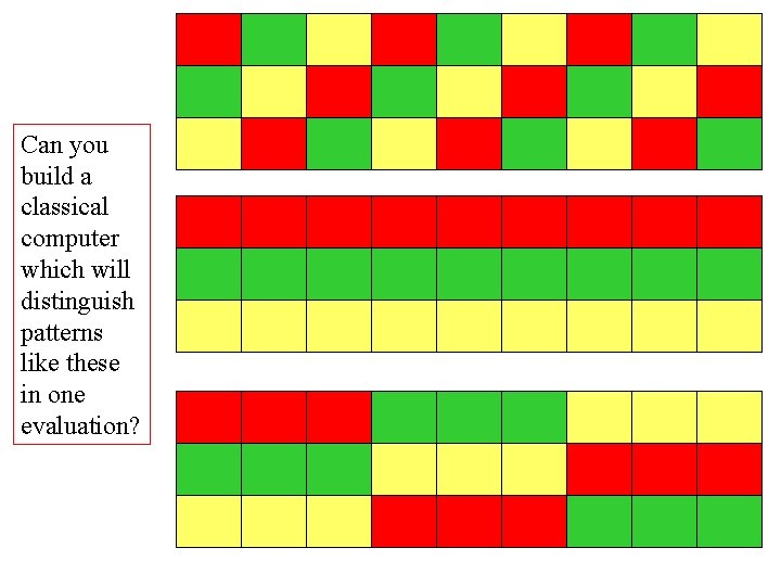 Can you build a classical computer which will distinguish patterns like these in one