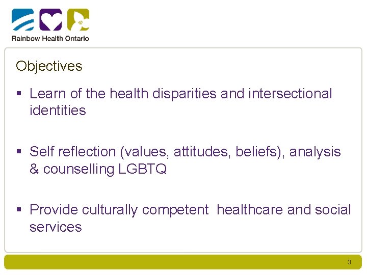 Objectives § Learn of the health disparities and intersectional identities § Self reflection (values,