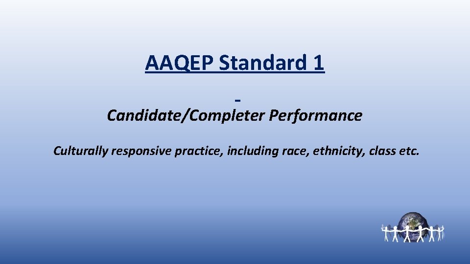 AAQEP Standard 1 Candidate/Completer Performance Culturally responsive practice, including race, ethnicity, class etc. 