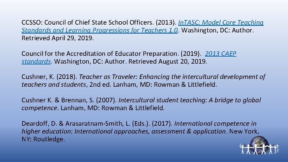 CCSSO: Council of Chief State School Officers. (2013). In. TASC: Model Core Teaching Standards