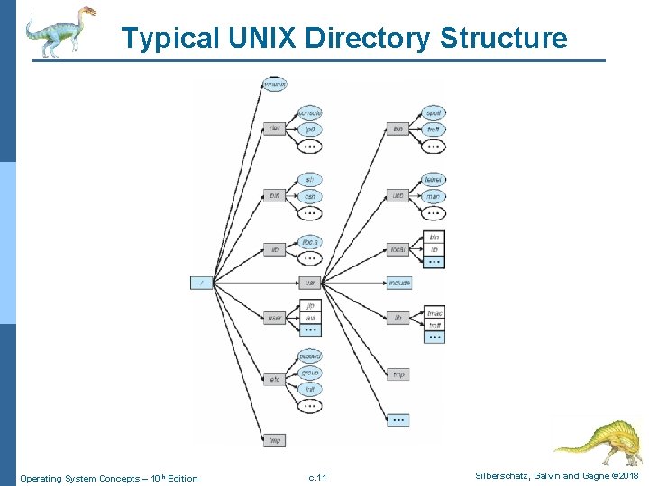 Typical UNIX Directory Structure Operating System Concepts – 10 th Edition c. 11 Silberschatz,