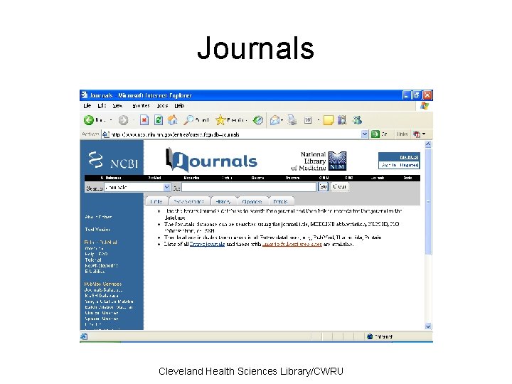 Journals Cleveland Health Sciences Library/CWRU 