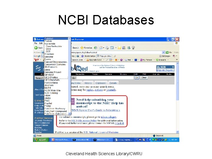 NCBI Databases Cleveland Health Sciences Library/CWRU 