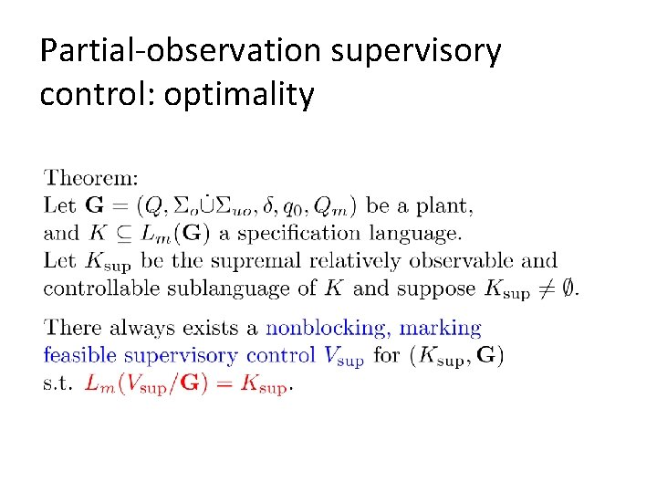 Partial-observation supervisory control: optimality 