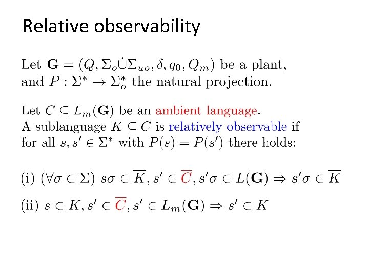 Relative observability 