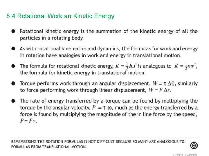 8. 4 Rotational Work an Kinetic Energy 