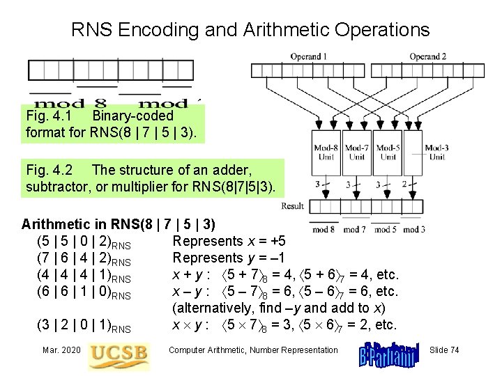 RNS Encoding and Arithmetic Operations Fig. 4. 1 Binary-coded format for RNS(8 | 7