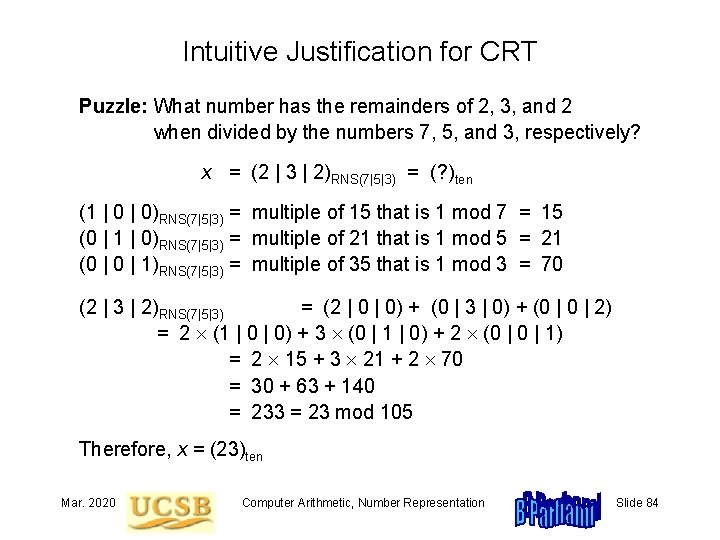 Intuitive Justification for CRT Puzzle: What number has the remainders of 2, 3, and