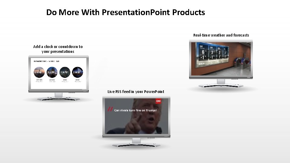 Do More With Presentation. Point Products Real-time weather and forecasts Add a clock or