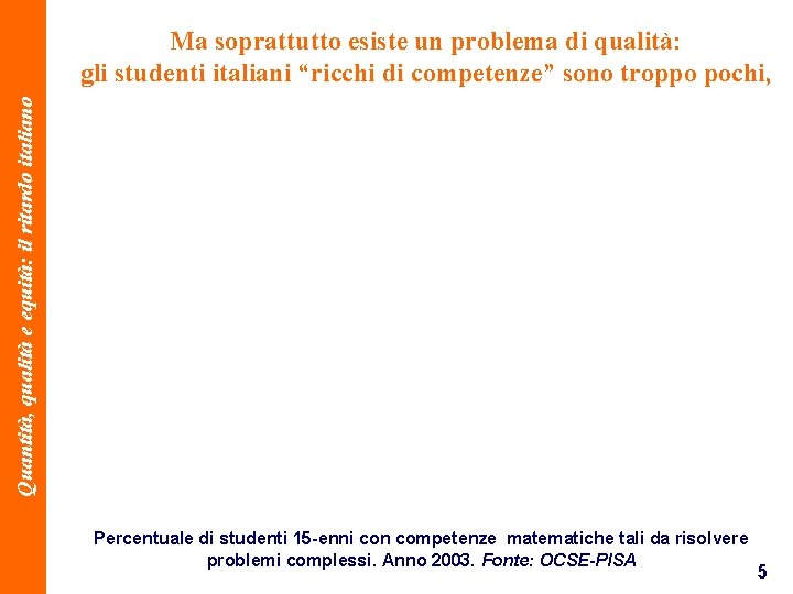 Quantità, qualità e equità: il ritardo italiano Ma soprattutto esiste un problema di qualità: