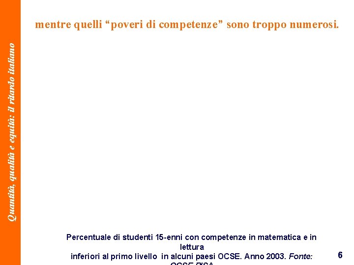 Quantità, qualità e equità: il ritardo italiano mentre quelli “poveri di competenze” sono troppo