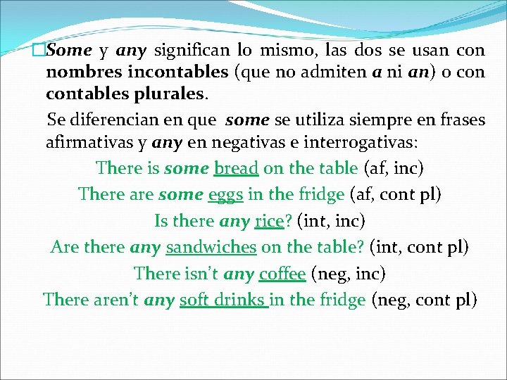 �Some y any significan lo mismo, las dos se usan con nombres incontables (que